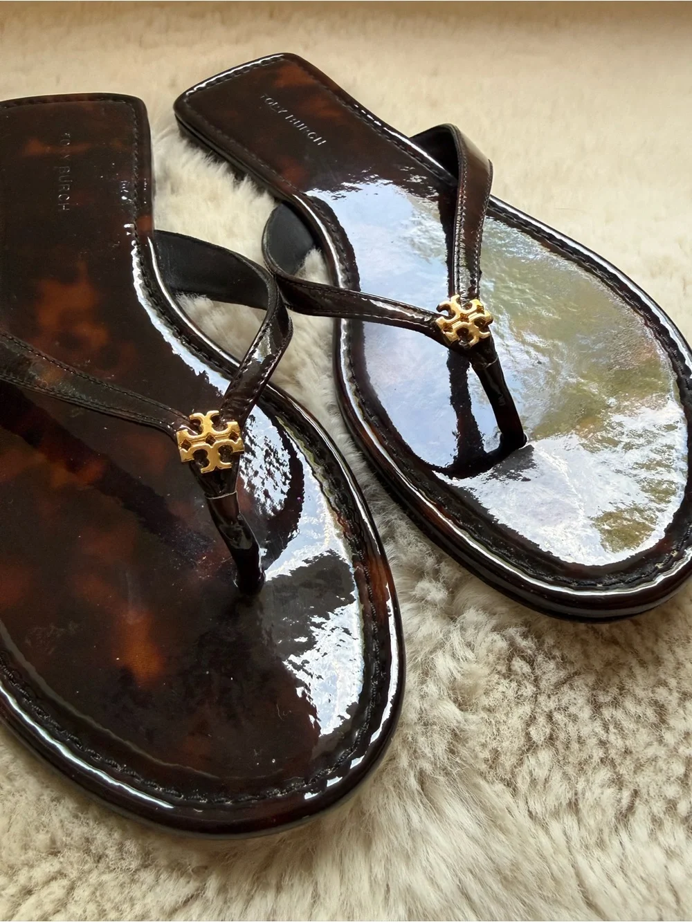 Tory burch Chelsea Women's Tortoise Shell Flip Flops Size 7M
